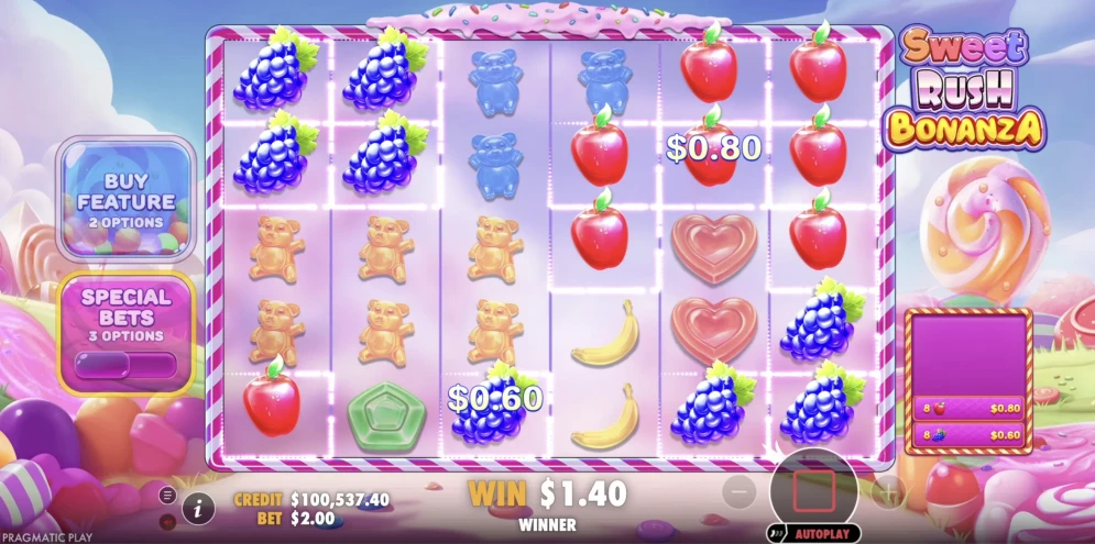Sweet Rush Bonanza gameplay